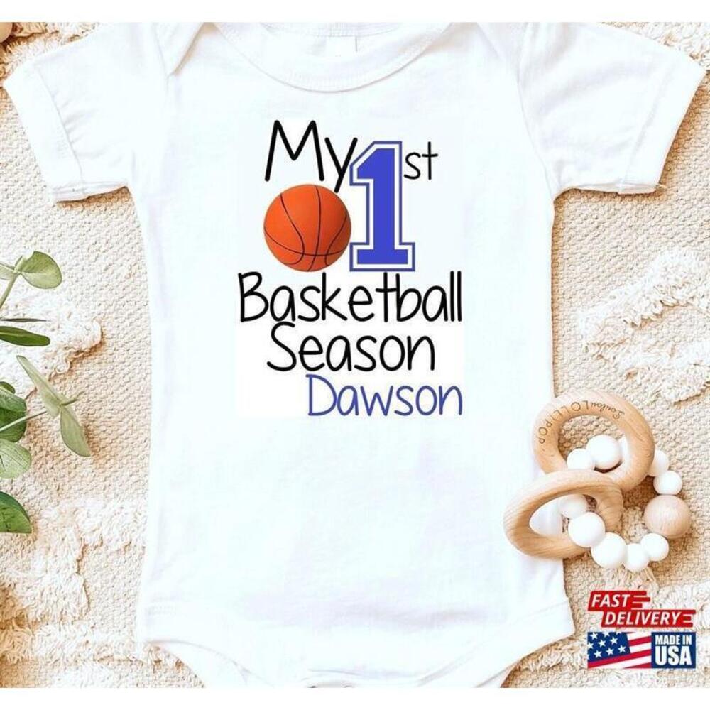 My 1St Basketball Season Tshirt One Piece Bodysuit Personalized Name